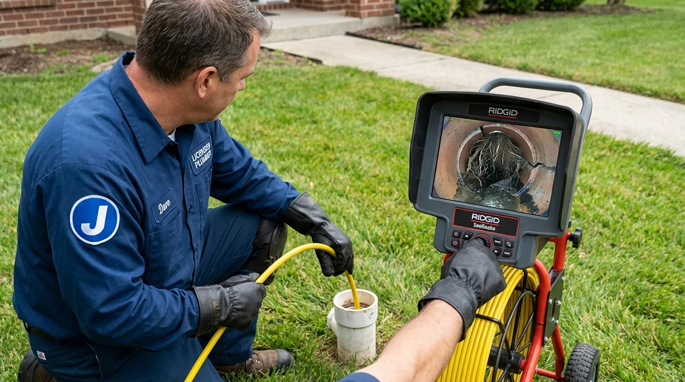 Sewer camera inspection being performed by Johns Plumbing LLC in Gladstone