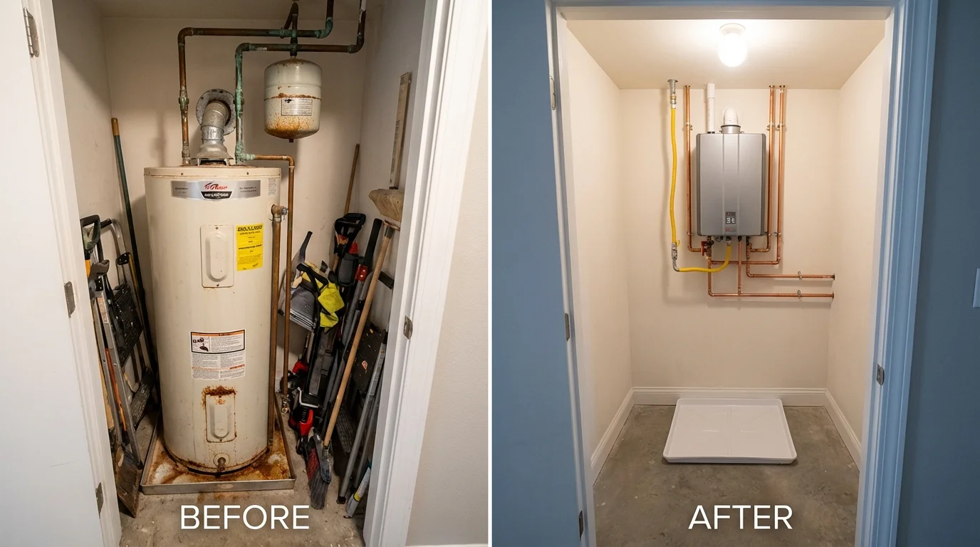 Tank water heater versus wall-mounted tankless unit comparison for Gladstone, NJ homeowners